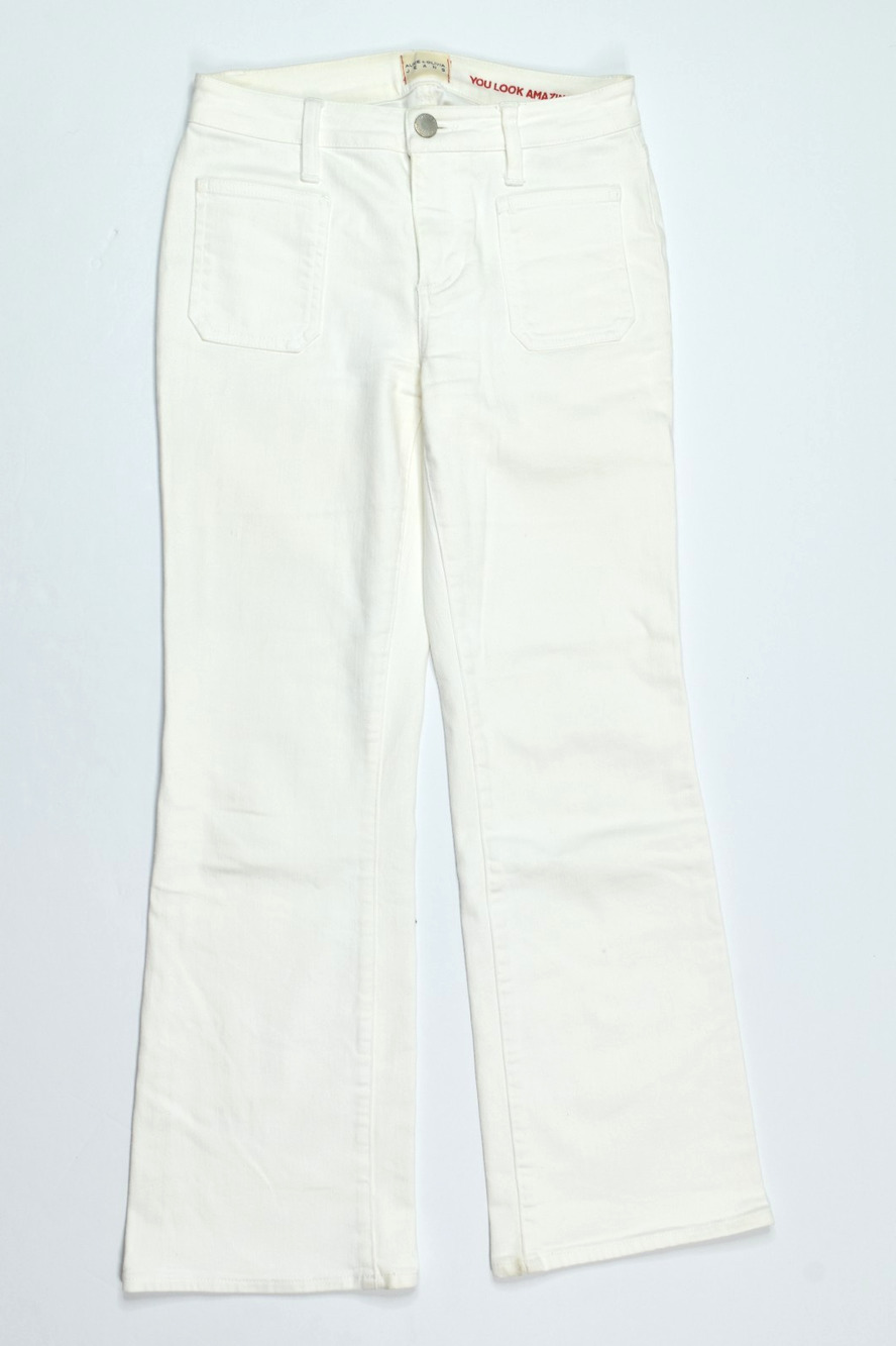 Alice + Olivia Sebastian Flared Jeans Womens 26 Sugar Patch Pocket Stretch